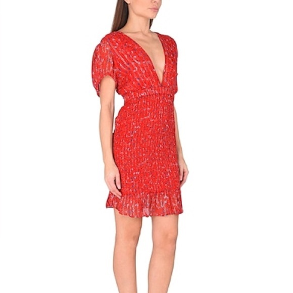 FREE PEOPLE BABY LOVE SMOCKED BODYCON
SHORT DRESSES Sheer Bright Red Small - Picture 2 of 9